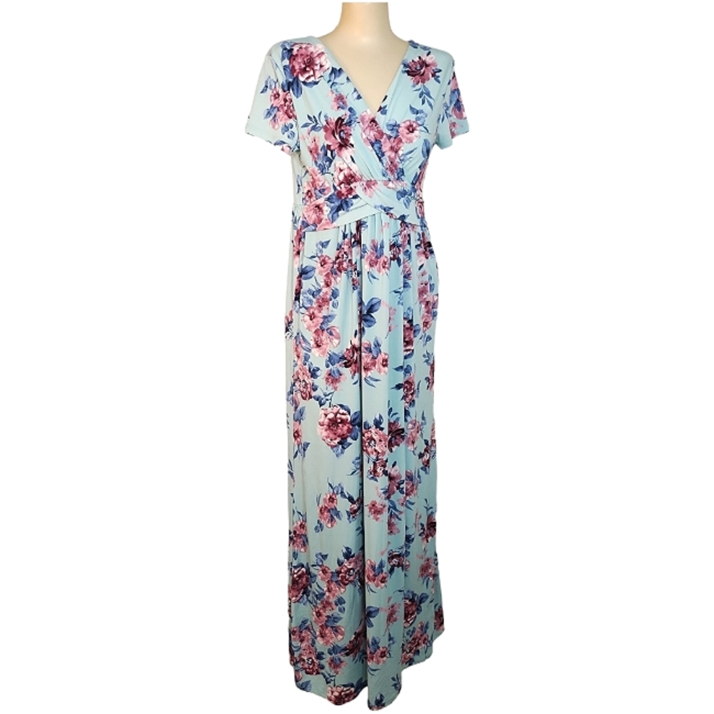 PinkBlush Buttery soft and stretchy floral maxi baby shower dress